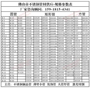 国标不锈钢管规格壁厚